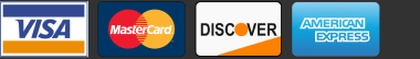 Accepted payment methods: Visa, Mastercard, Discover, American Express